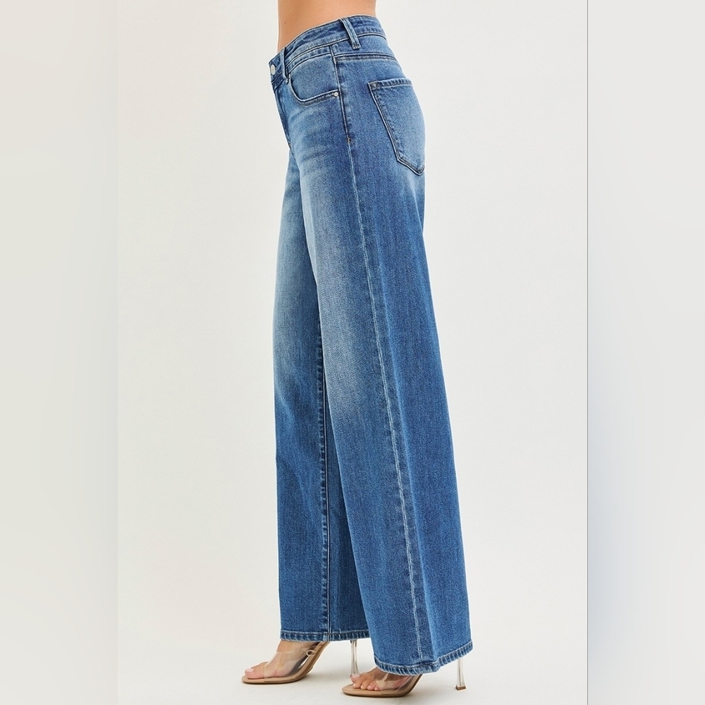 RISEN High Rise Medium Wash Slouchy Baggy Jeans Wide Leg Relaxed Various NEW - Picture 9 of 17